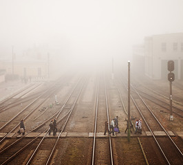 Image showing train station with passenger