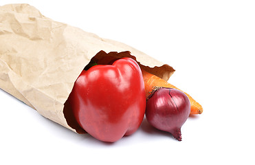 Image showing Vegetables in paper bag