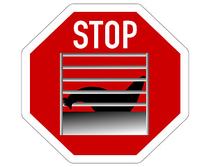 Image showing Stop sign caging of hen