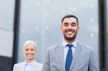 Image showing close up of smiling businessmen