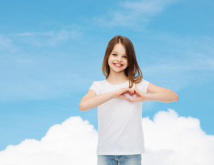 Image showing smiling little girl in white blank t-shirt