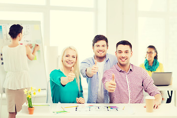 Image showing smiling interior designers working in office