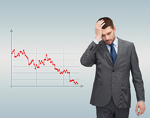 Image showing businessman over forex graph going down