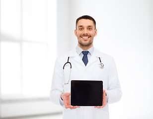 Image showing smiling male doctor with tablet pc