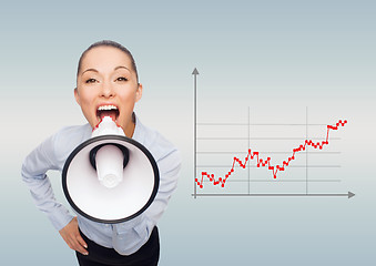 Image showing screaming businesswoman with megaphone