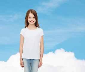 Image showing smiling little girl in white blank t-shirt