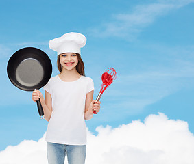 Image showing smiling little girl in white blank t-shirt