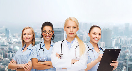 Image showing team or group of female doctors and nurses