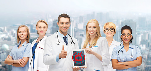 Image showing group of young doctors with tablet pc computer