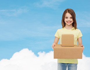 Image showing smiling little girl in white blank t-shirt