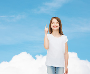 Image showing smiling little girl in white blank t-shirt