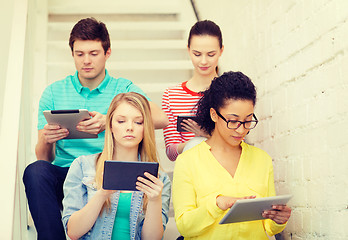 Image showing calm students with tablet pc computer