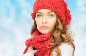 Image showing close up of young woman in winter clothes