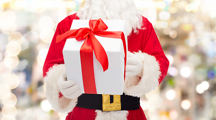 Image showing man in costume of santa claus with gift box