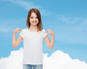 Image showing smiling little girl in white blank t-shirt