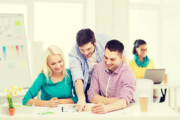 Image showing smiling interior designers working in office