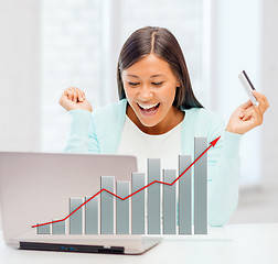 Image showing businesswoman with laptop and credit card