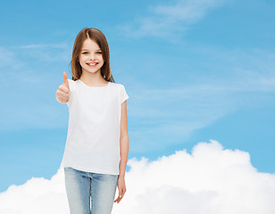 Image showing smiling little girl in white blank t-shirt