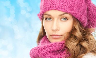 Image showing close up of young woman in winter clothes