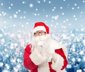 Image showing man in costume of santa claus with bag