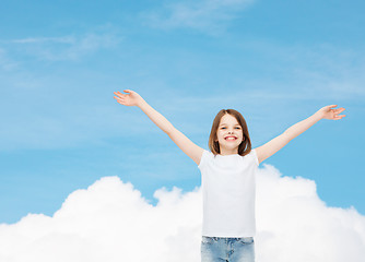 Image showing smiling little girl in white blank t-shirt