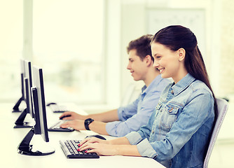 Image showing two smiling students in computer class