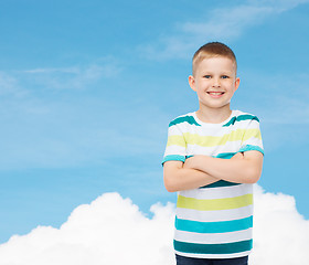 Image showing little boy in casual clothes with arms crossed