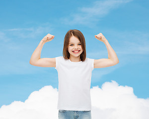 Image showing smiling little girl in white blank t-shirt