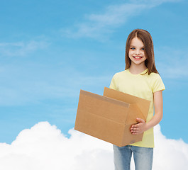 Image showing smiling little girl in white blank t-shirt