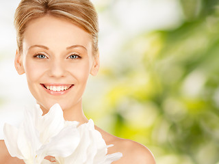 Image showing beautiful young woman with bare shoulders