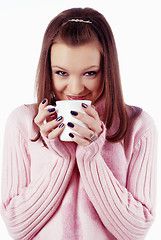 Image showing Attractive girl with cup of coffee