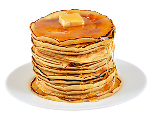 Image showing Pancakes with butter and syrup.