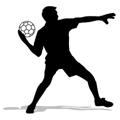 Image showing silhouettes of soccer players with the ball. Vector illustration