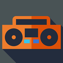 Image showing Modern flat design concept icon. Boom box, tape recorder. Vector