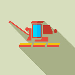 Image showing Modern flat design concept icon combine harvester. Vector illust