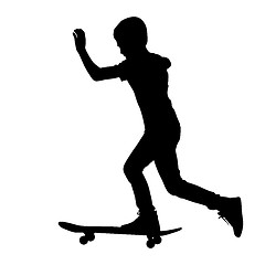 Image showing Set of skateboarders silhouette. Vector illustration.