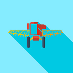 Image showing Modern flat design concept icon combine harvester. Vector illust