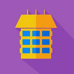 Image showing Modern flat design concept icon. Modern style yellow house. Vect