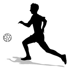 Image showing silhouettes of soccer players with the ball. Vector illustration