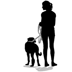 Image showing Silhouettes of people and dogs. Vector illustration.