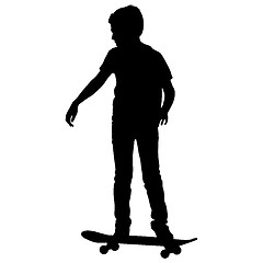 Image showing skateboarders silhouette. Vector illustration.
