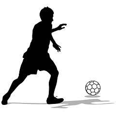 Image showing silhouettes of soccer players with the ball. Vector illustration