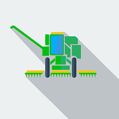 Image showing Modern flat design concept icon combine harvester. Vector illust