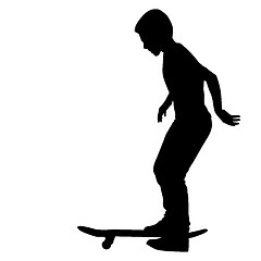 Image showing Set of skateboarders silhouette. Vector illustration.