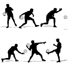 Image showing silhouettes of soccer players with the ball. Vector illustration