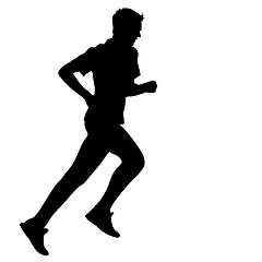 Image showing Silhouettes. Runners on sprint, men. vector illustration.