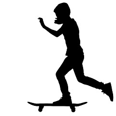 Image showing skateboarders silhouette. Vector illustration.