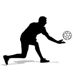 Image showing silhouettes of soccer players with the ball. Vector illustration