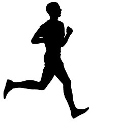 Image showing Silhouettes. Runners on sprint, men. vector illustration.