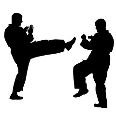 Image showing  black silhouettes of karate. Sport vector illustration.